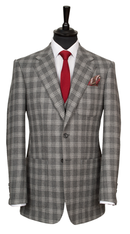 A bold, grey checked jacket from King & Allen's AW13 collection